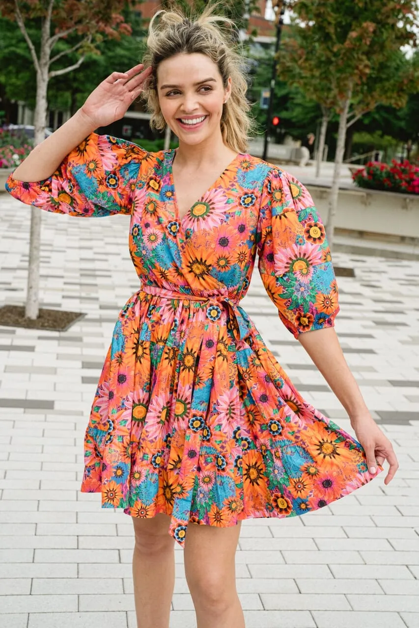 Chloe Mini Wrap Dress- Floral Bouquet - final sale sold by Briton Court product image thumbnail 3