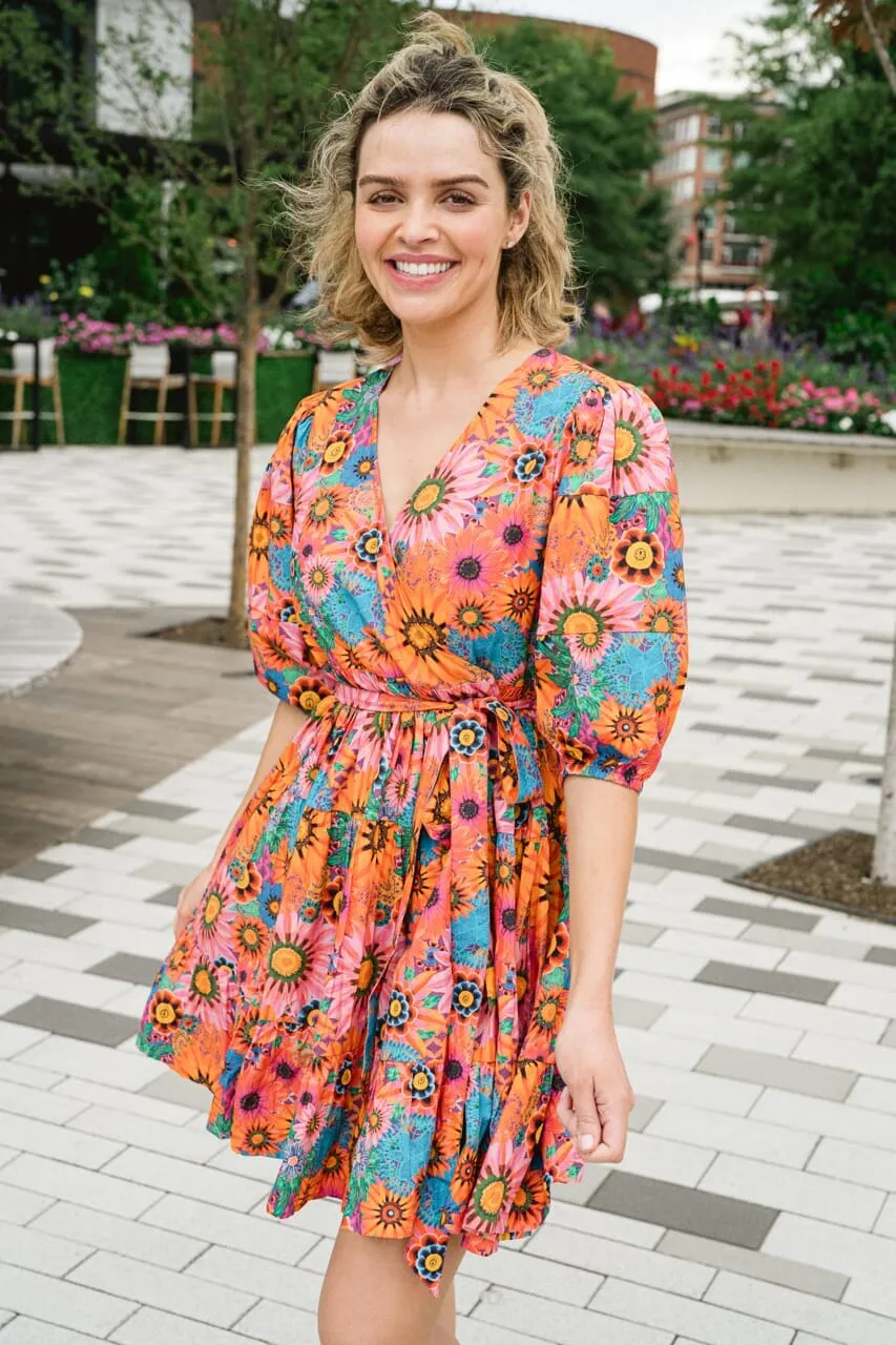 Chloe Mini Wrap Dress- Floral Bouquet - final sale sold by Briton Court product image thumbnail 4