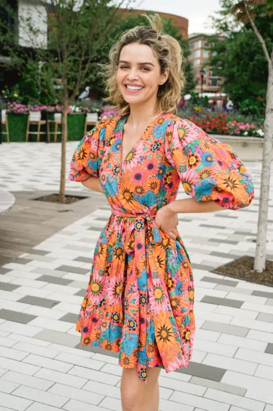 Chloe Mini Wrap Dress- Floral Bouquet sold by Briton Court