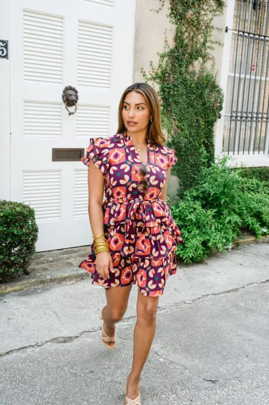 Harper Ruffle Tiered Mini Dress sold by Briton Court