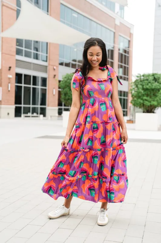 Audrey Midi Dress | Dahlia Purple sold by Briton Court