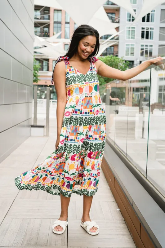 Annie Embroidered Tie Shoulder Maxi Dress - final sale sold by Briton Court