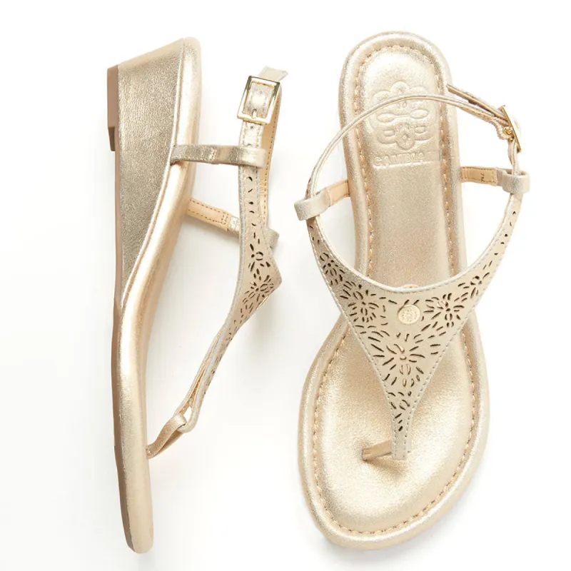 Champagne Wedge with Champagne Laser straps sold by Cambiami