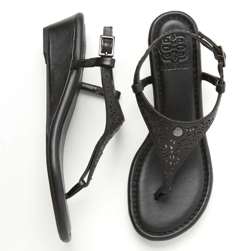 Black Wedge with Black Laser Cut straps sold by Cambiami