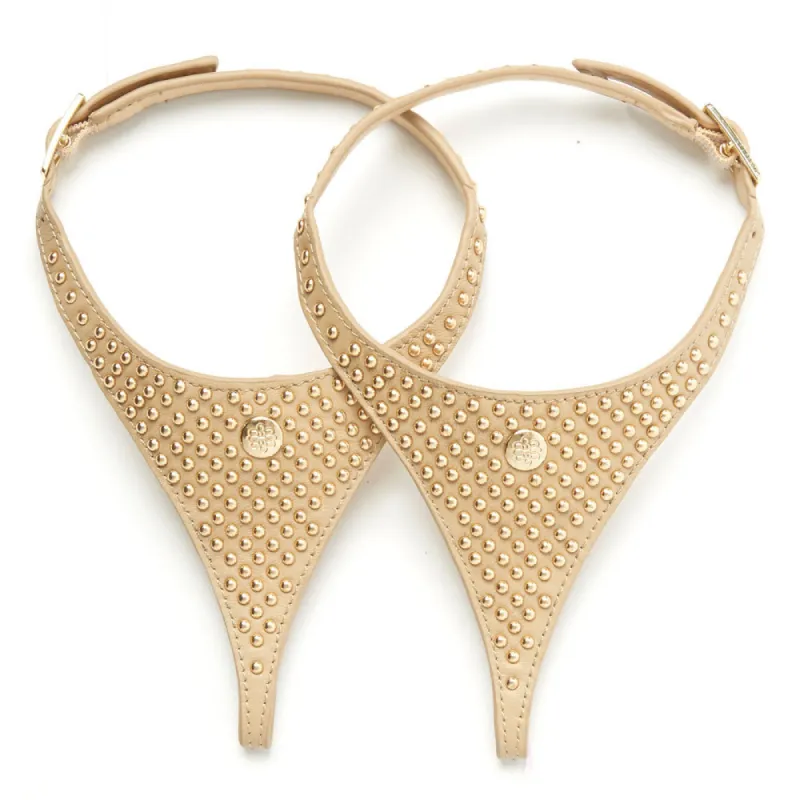 Tan Leather Wide Cut with Gold Studs sold by Cambiami