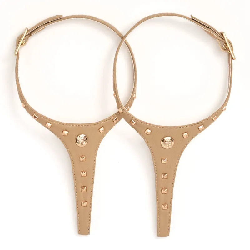 Tan leather with Gold Pyramid Stud sold by Cambiami