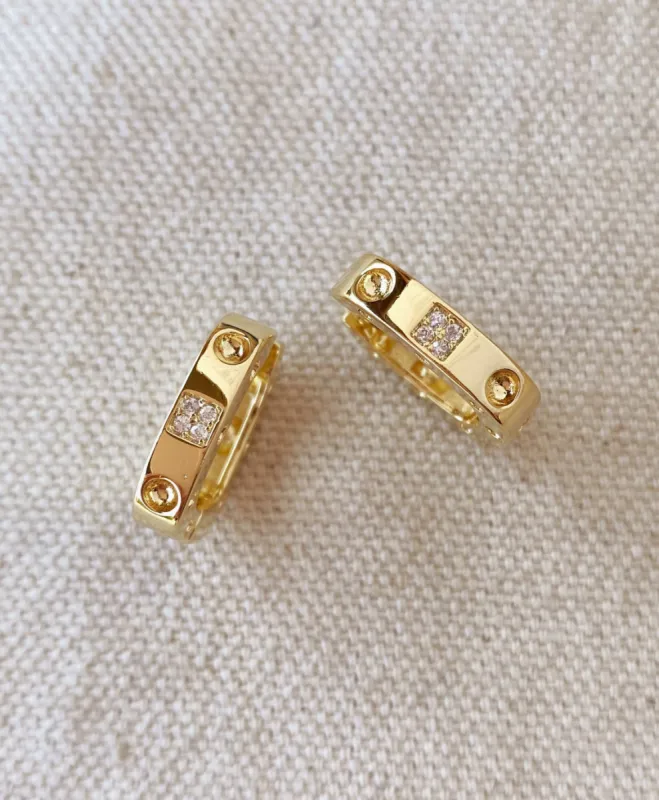 18k Gold Filled Small Rectangular Clicker Hoop Earrings with sold by Care Tucker