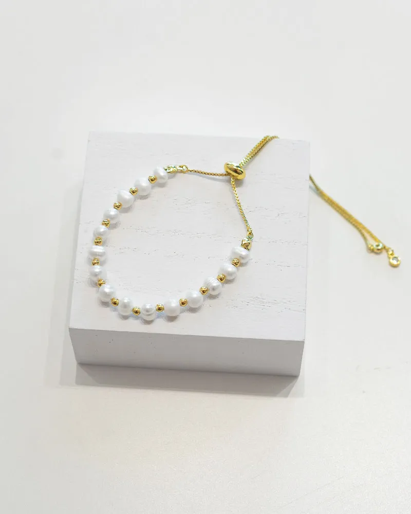 Fresh Water Pearl Adjustable Gold Bracelet sold by Care Tucker