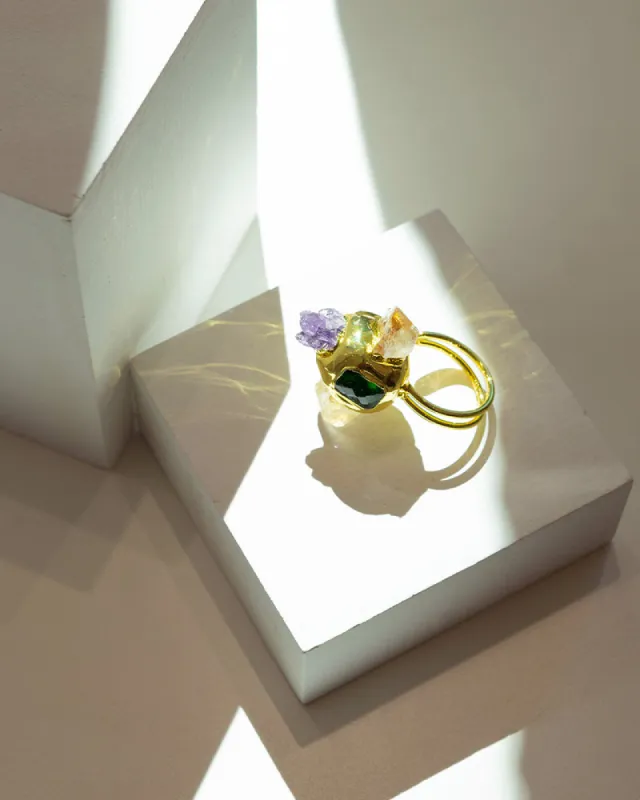 Crystal Cluster Gold Ring sold by Care Tucker