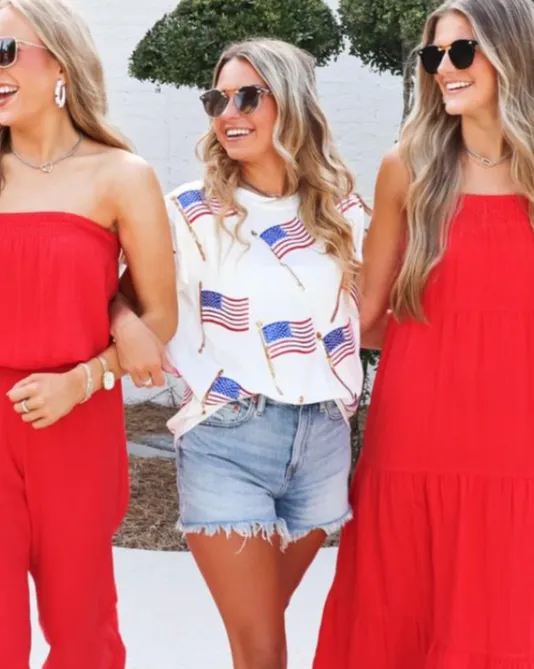 Scattered Metallic American Flag Tee sold by Care Tucker product image thumbnail 2