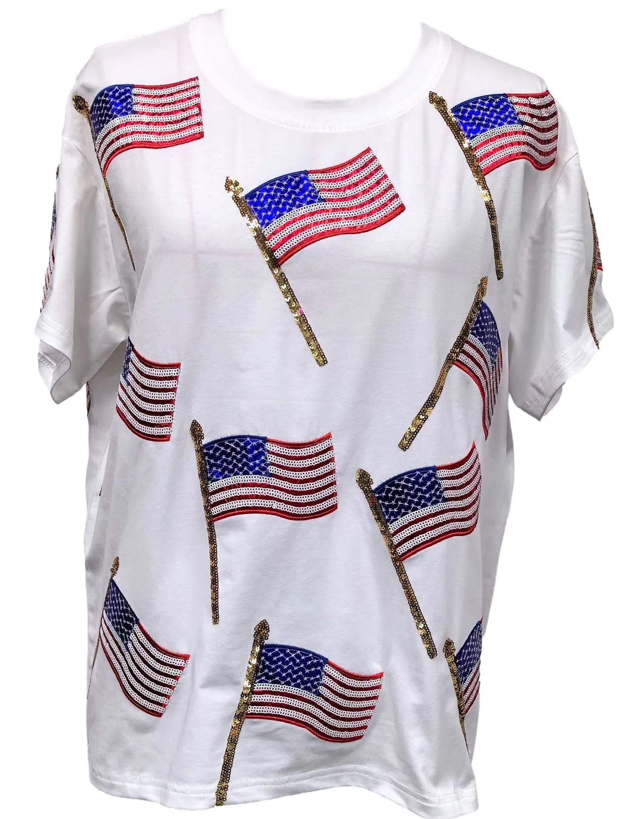 Scattered Metallic American Flag Tee sold by Care Tucker product image thumbnail 3