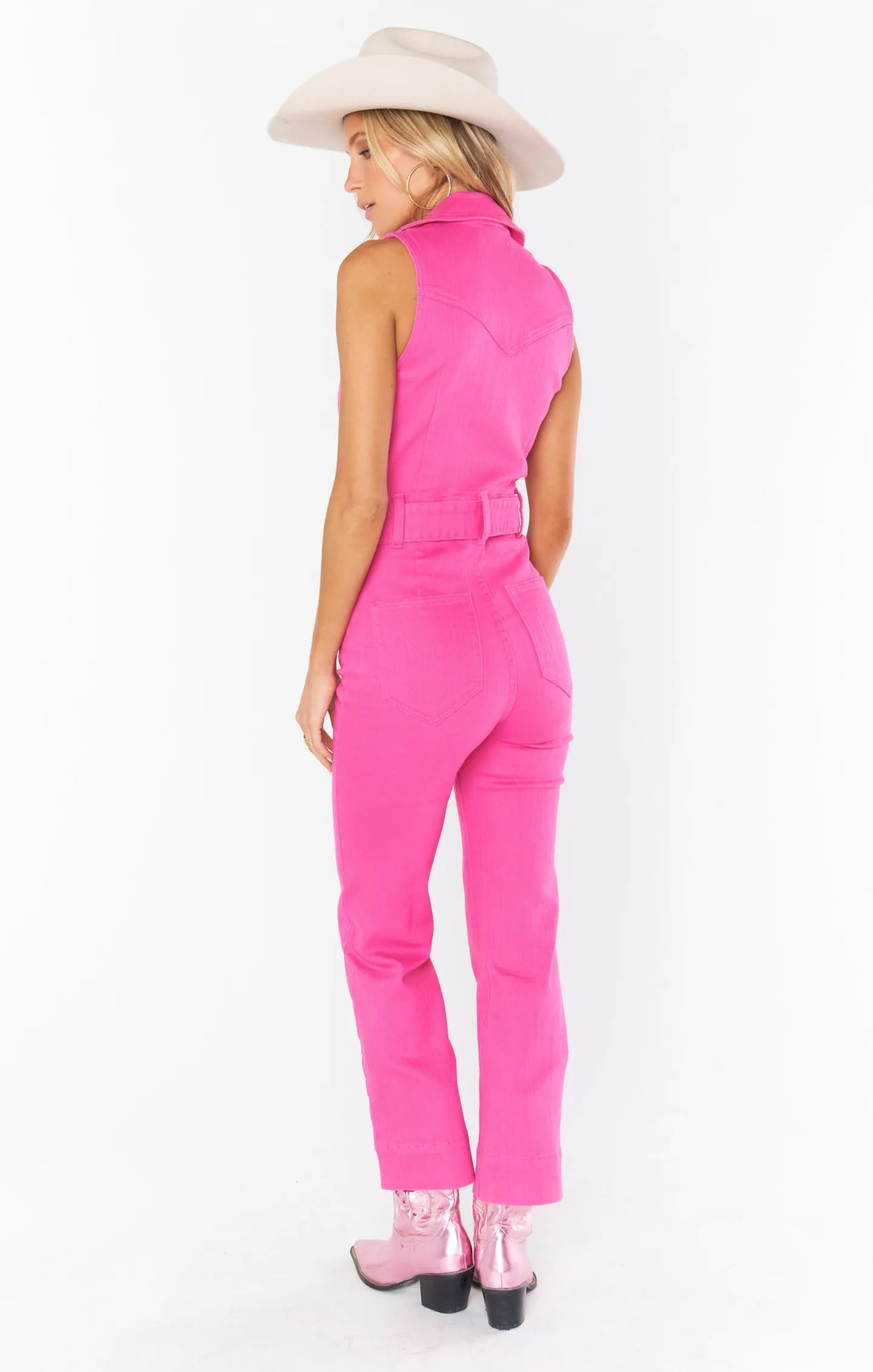 jacksonville cropped jumpsuit - Hot Pink Denim sold by Care Tucker product image thumbnail 5