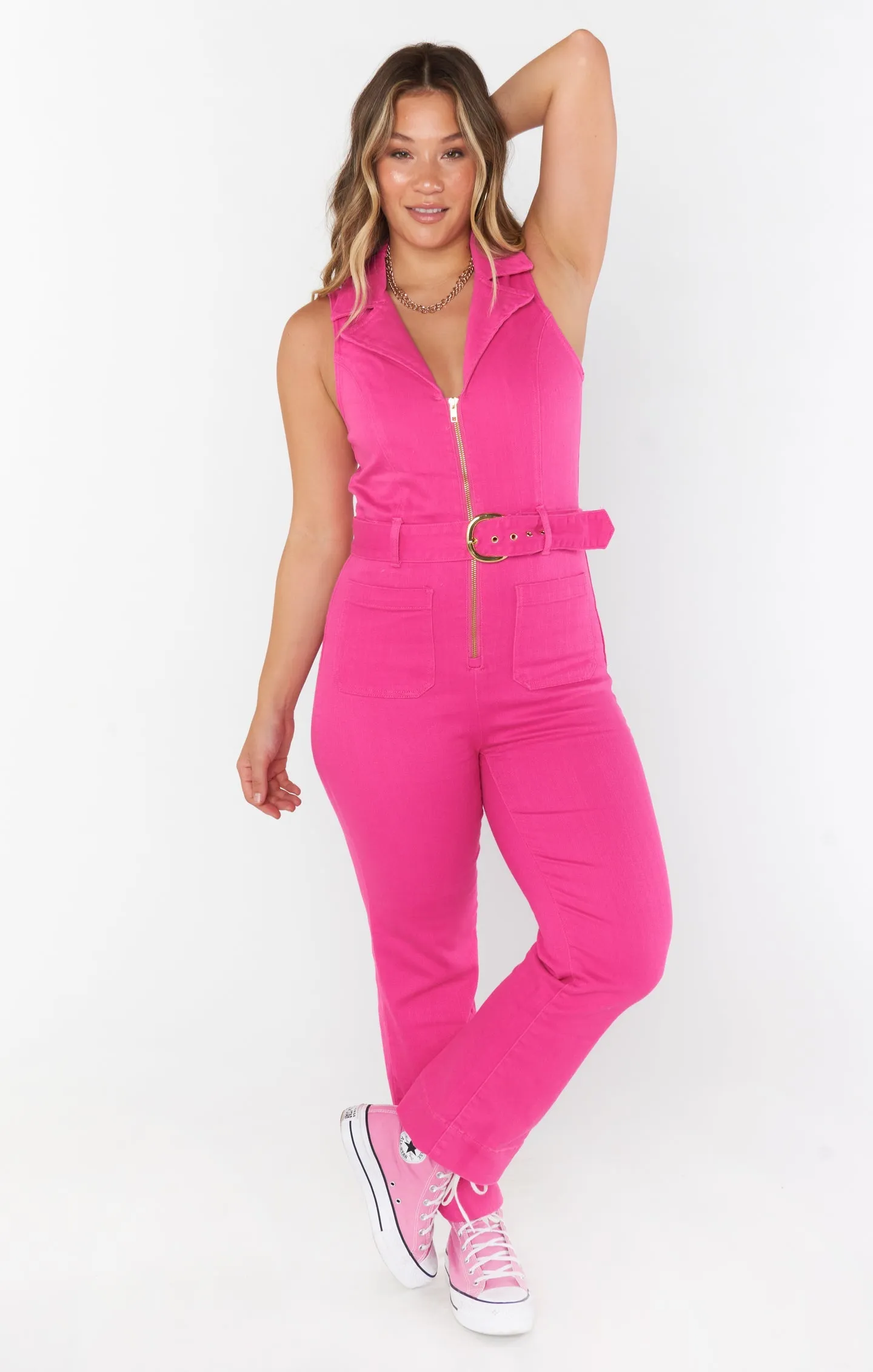 jacksonville cropped jumpsuit - Hot Pink Denim sold by Care Tucker product image thumbnail 3