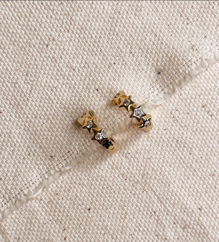 18k Gold Filled Cz Stars Hoop Earrings sold by Care Tucker