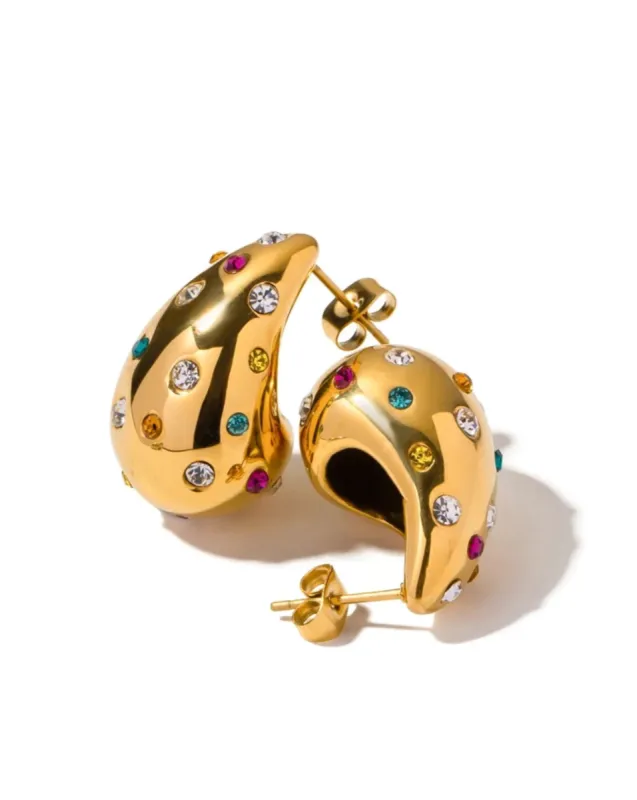 Multi Color Diamond Droplet Chunky Earrings sold by Care Tucker