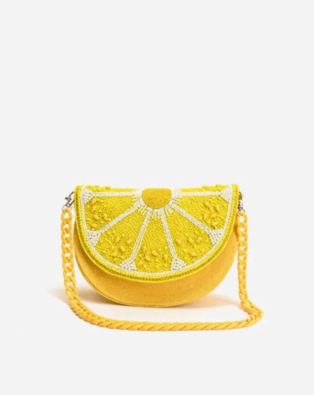 Couture Crescent Lemon Shoulder Bag sold by Care Tucker