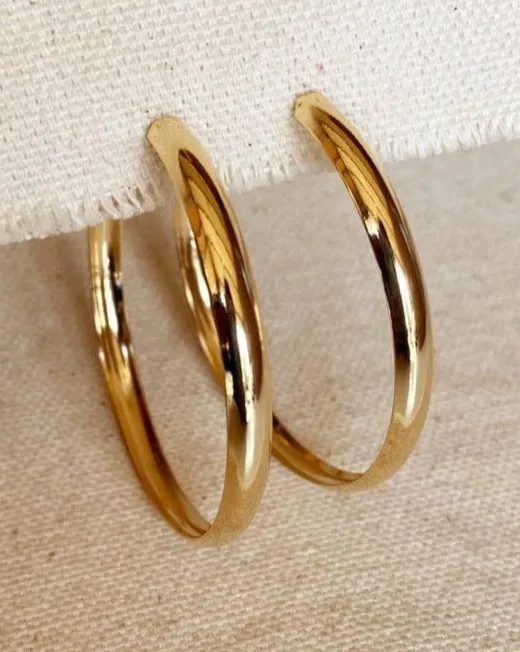 18k Gold Filled 50mm Hollow C-Hoop Earrings sold by Care Tucker