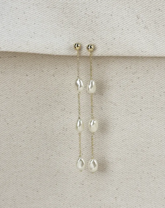 18k Gold Filled Spaced Baroque Pearl Drop sold by Care Tucker
