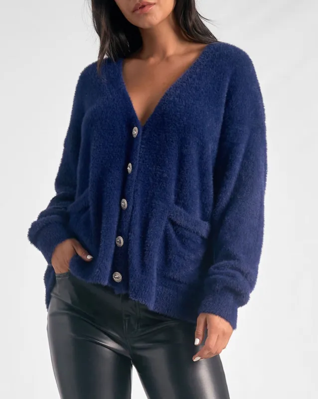 Midnight Fuzzy Cardigan sold by Care Tucker