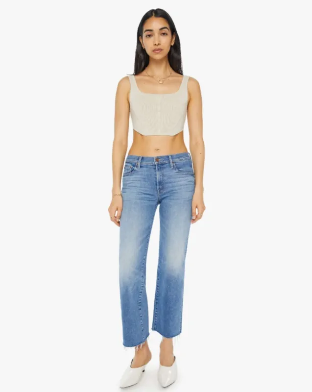 The Mid Rise Rambler Zip Ankle Fray sold by Care Tucker