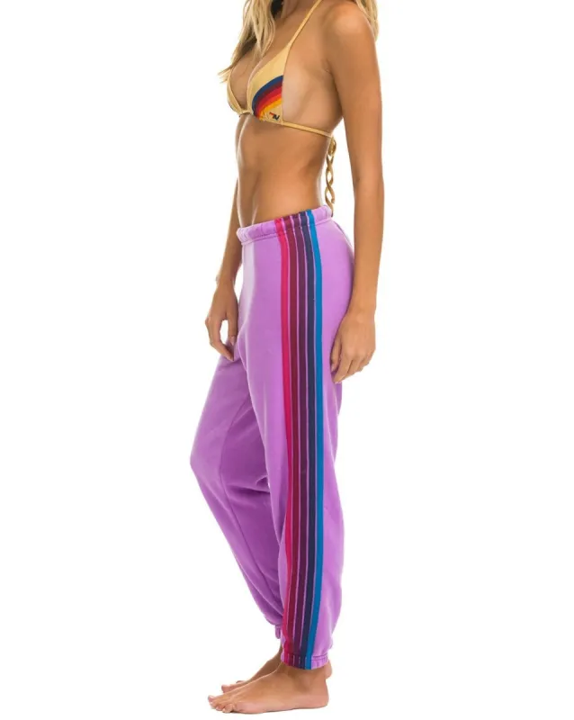 5 STRIPE SWEATPANTS - NEON PURPLE // PINK sold by Care Tucker