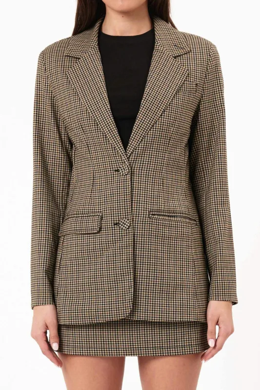Kaia Blazer - Brown Check sold by Care Tucker