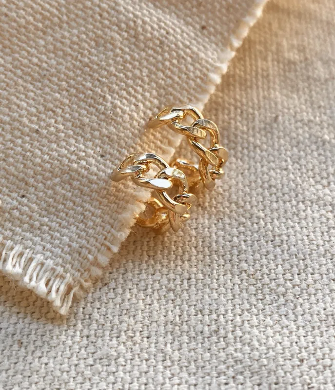 18k Gold Filled Petite Cuban Link Chain C-Hoop Earrings sold by Care Tucker