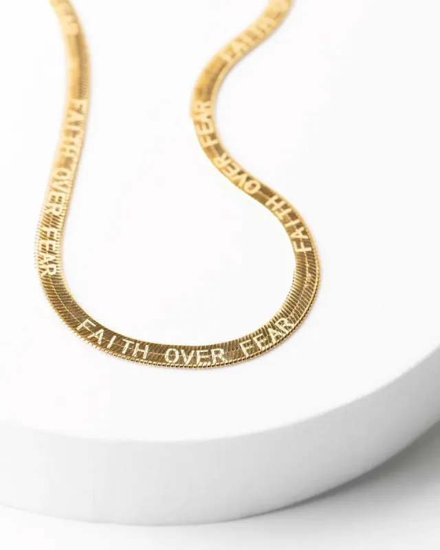 Faith Over Fear Herringbone Necklace sold by Care Tucker