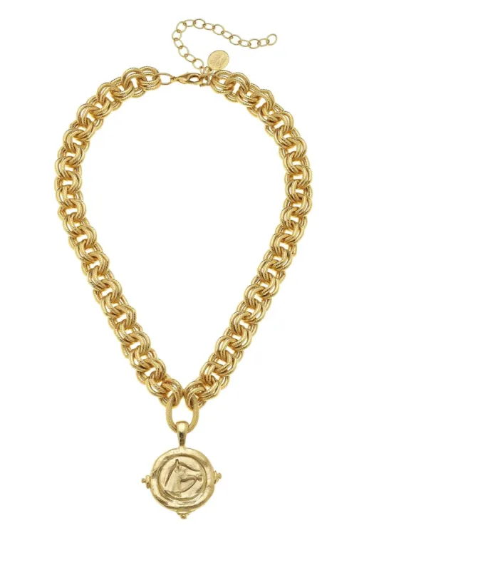 Gold Intaglio Horse Necklace sold by Care Tucker