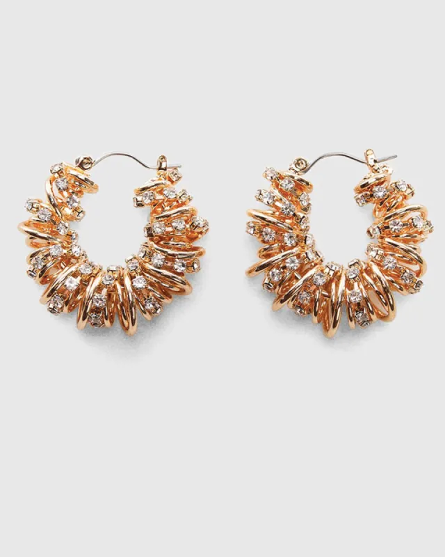 Swirling Crystal Cluster Earrings Gold Plated sold by Care Tucker