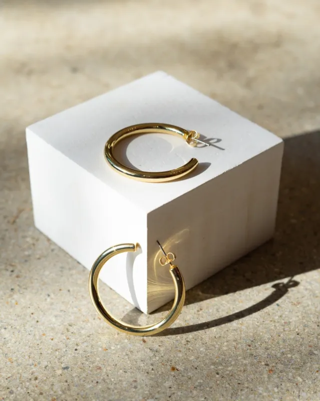 Gold Hoops 25mm 14KT dipped sold by Care Tucker