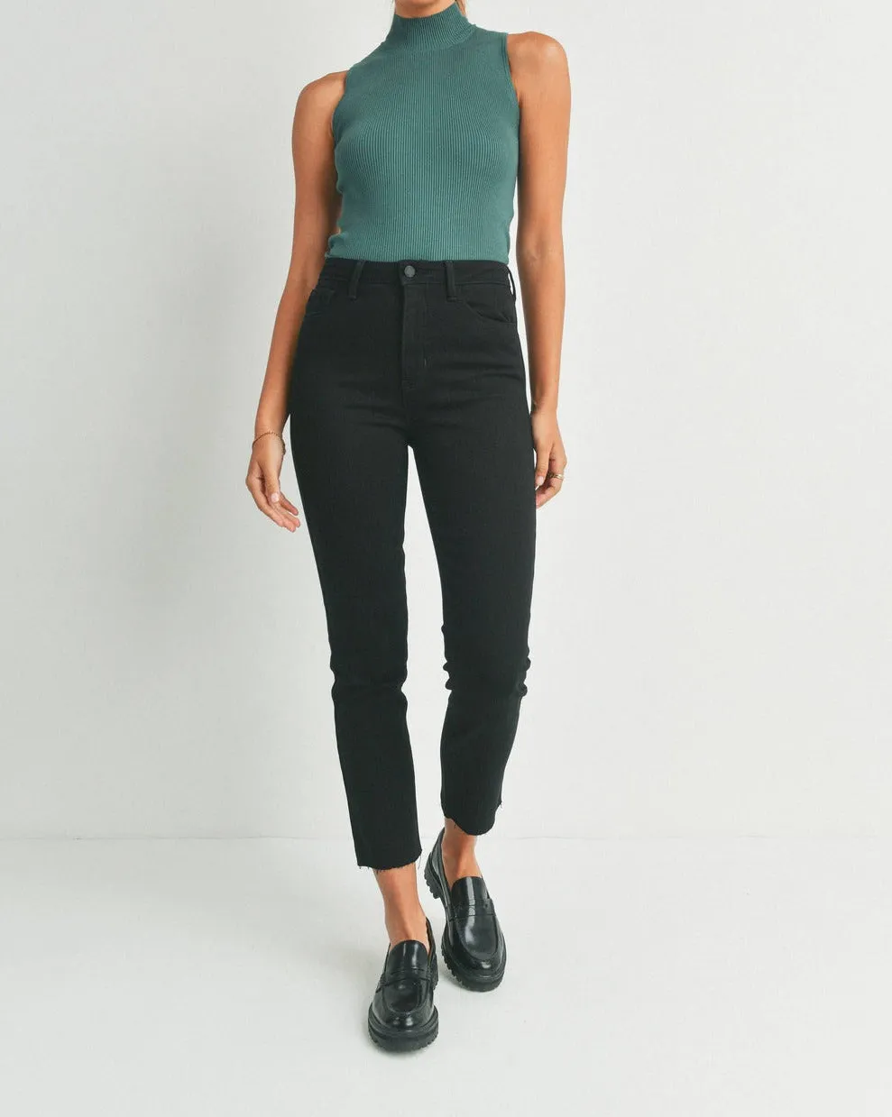 BLACK CLEAN SLENDER STRAIGHT JEANS sold by Care Tucker