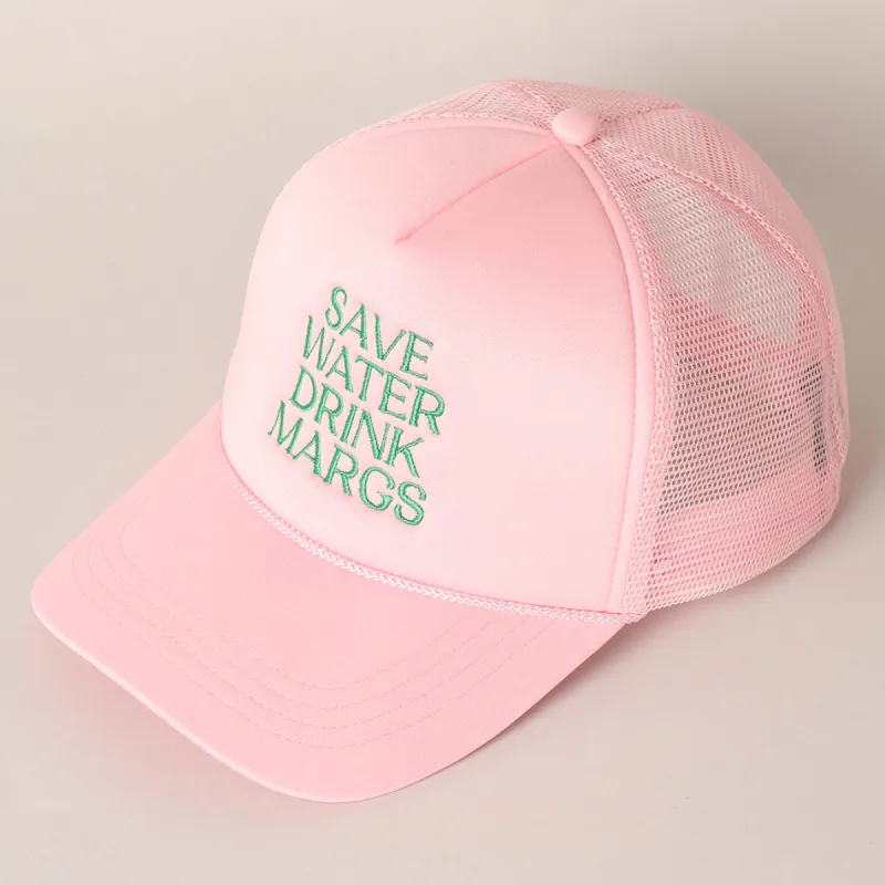 Save Water Drink Margs Trucker Hat- Light Pink sold by Care Tucker