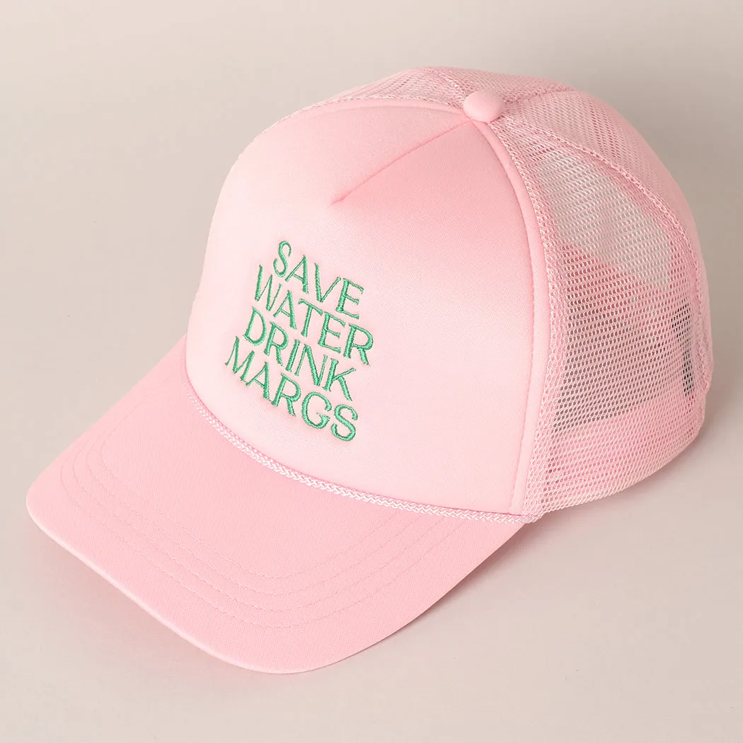 Save Water Drink Margs Trucker Hat- Light Pink sold by Care Tucker