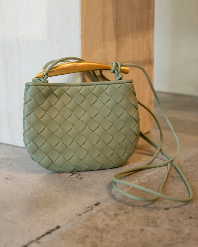 Mini Woven Genuine Leather Handle Crossbody Bag sold by Care Tucker