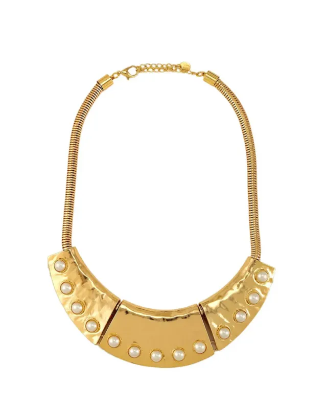 Metal Round Hammered and Pearl Charm Necklace sold by Care Tucker