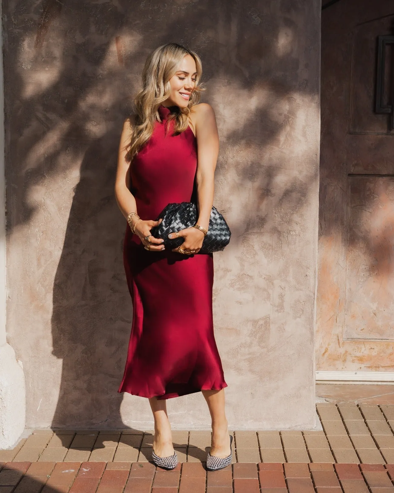 Silky Sleeveless High Neck Midi Dress sold by Care Tucker