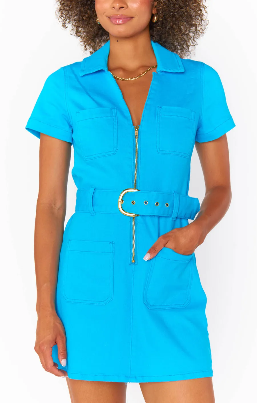 Tempe Mini Dress Azure Denim sold by Care Tucker product image thumbnail 4
