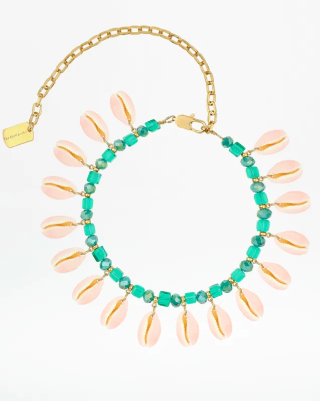 Emerald/Pink Narcoshell Shell Necklace sold by Care Tucker