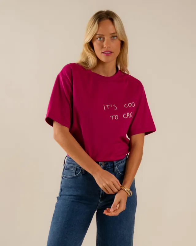 Marlie Embroidered Tee It's Cool To Care sold by Care Tucker