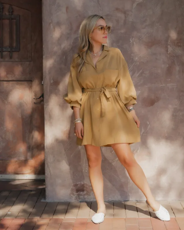 Beatrice Belted Mini Shirt Dress sold by Care Tucker