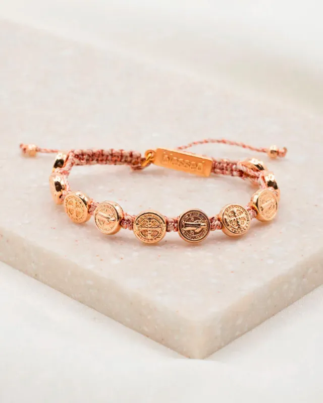 Benedictine Blessing Bracelet - Rose Gold Medals made by Care Tucker