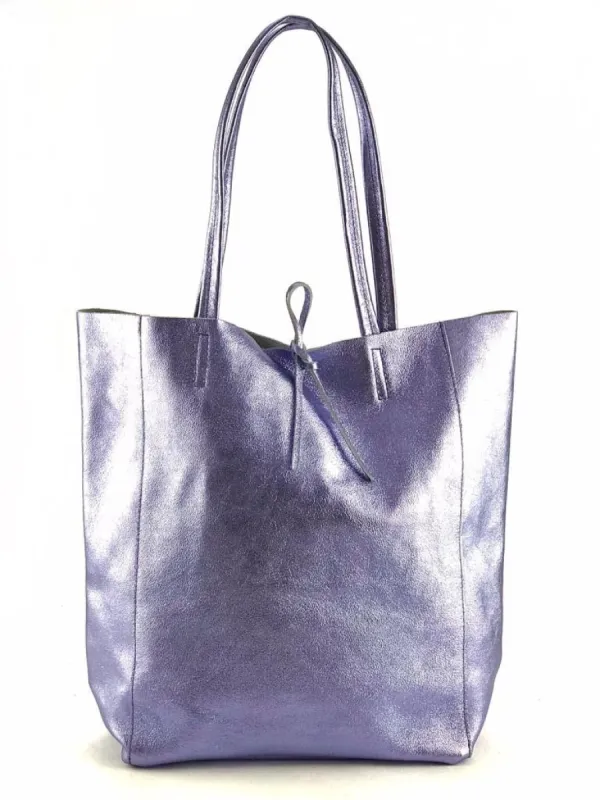 Genuine Leather Metallic Tote Bag sold by Care Tucker