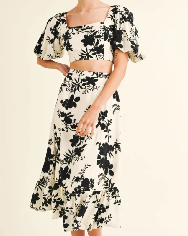 Baily Bubble Sleeve Midi Skirt Set sold by Care Tucker