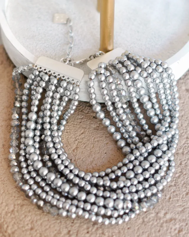 Metallic and Crystal Beaded Collar Necklace sold by Care Tucker