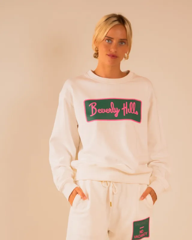 90’s Baggy Crewneck Beverly Hills White sold by Care Tucker