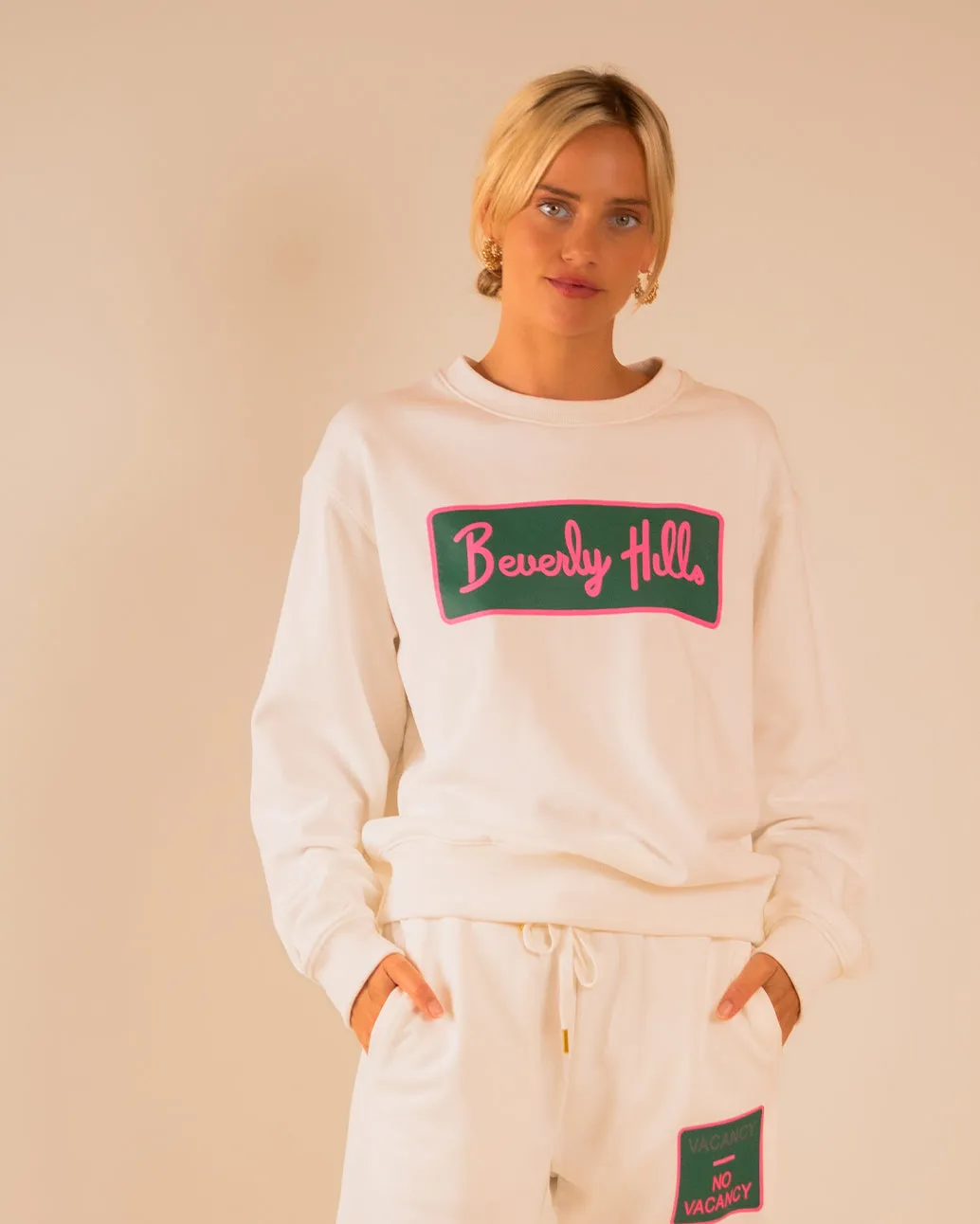 90’s Baggy Crewneck Beverly Hills White sold by Care Tucker