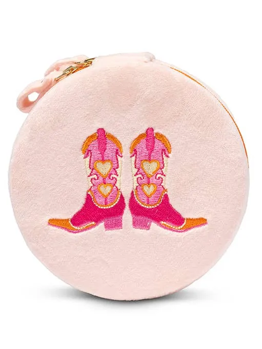 Velvet Jewelry Zip Case / Organizer - Cowgirl Boots - Pink sold by Care Tucker