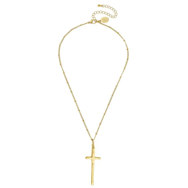 Dainty Elongated Cross Necklace sold by Care Tucker