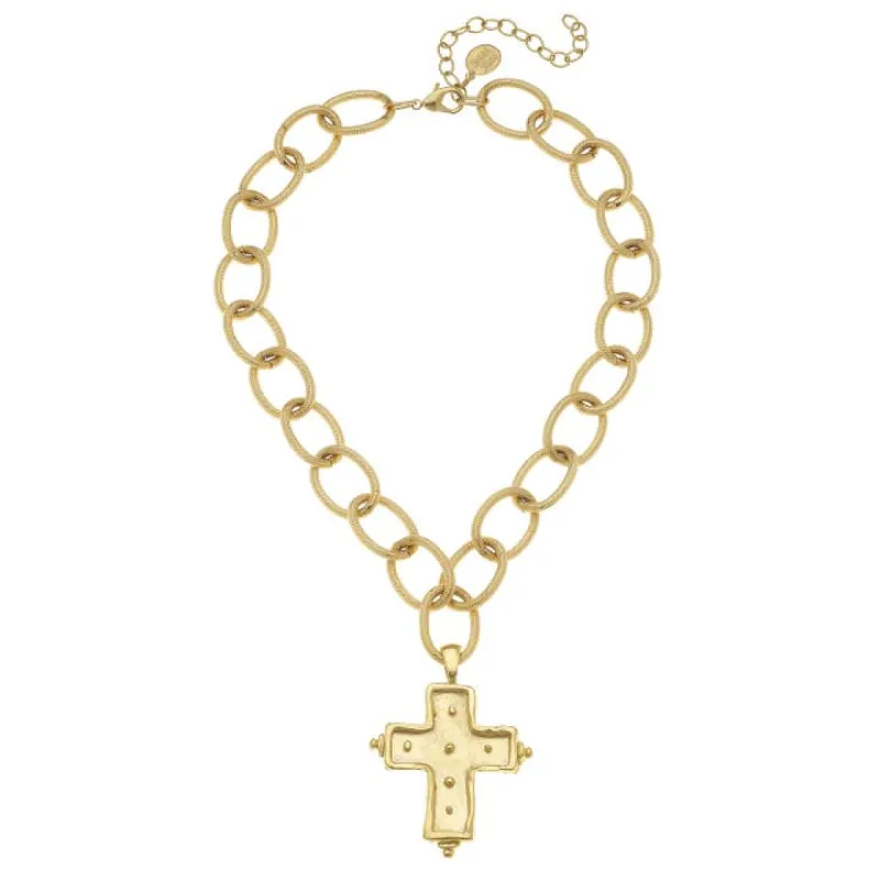 Handcast Gold Cross Necklace sold by Care Tucker